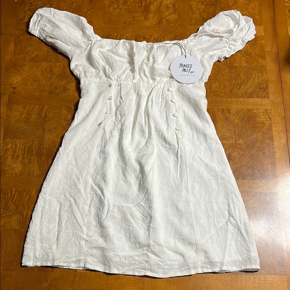 Princess Polly White Off-the-Shoulder Puff Sleeve Sundress